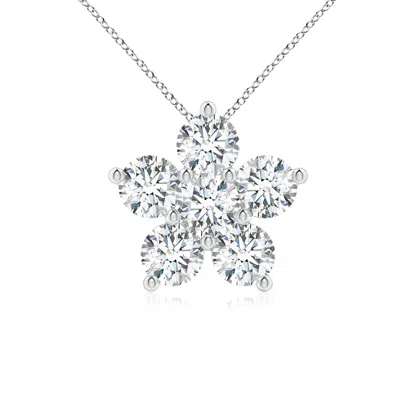 Angara Round Lab-grown Diamond Floral Cluster Pendant In Metallic