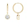 Angara Round Lab-grown Diamond Hoop Drop Earrings In Yellow Gold/f-g