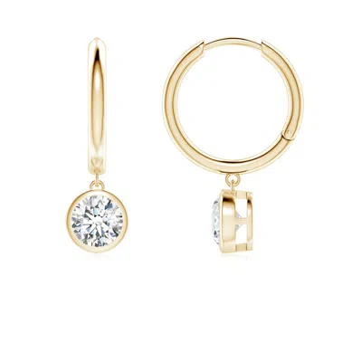Angara Round Lab-grown Diamond Hoop Drop Earrings In Gold