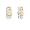 Angara Round Lab-grown Diamond Three Stone Hoop Earrings In Yellow Gold/f-g