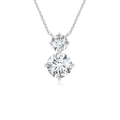 Angara Round Lab-grown Diamond Two Stone Pendant In Metallic
