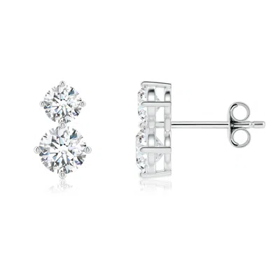 Angara Round Lab-grown Diamond Two Stone Stud Earrings In Metallic