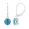 Angara Round Lab-grown Fancy Intense Blue Diamond Leverback Earrings In White Gold/fancy Intense