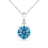 Angara Round Lab-grown Fancy Intense Blue Diamond Solitaire Pendant In White Gold/fancy Intense