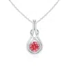 Angara Round Lab-grown Fancy Intense Pink Diamond Solitaire Infinity Knot Pendant In White Gold/fancy Intense