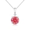Angara Round Lab-grown Fancy Intense Pink Diamond Solitaire Pendant In White Gold/fancy Intense