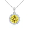 Angara Round Lab-grown Fancy Intense Yellow Diamond Dangle Pendant With Halo In White Gold/fancy Intense