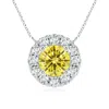 Angara Round Lab-grown Fancy Intense Yellow Diamond Necklace With Halo In White Gold/fancy Intense
