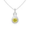 Angara Round Lab-grown Fancy Intense Yellow Diamond Solitaire Infinity Knot Pendant In White Gold/fancy Intense