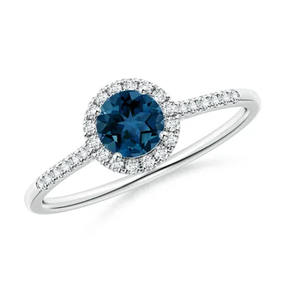 Angara Round London Blue Topaz Halo Ring With Diamond Accents In Metallic