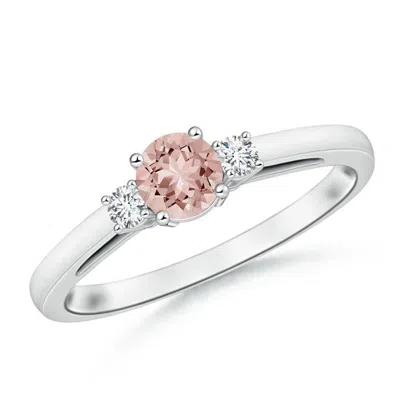 Angara Round Morganite & Diamond Three Stone Engagement Ring In Metallic