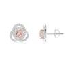 Angara Round Morganite Celtic Knot Stud Earrings With Diamond In White Gold/peach