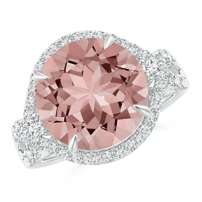 Angara Round Morganite Cocktail Ring With Diamond Accents In Pink
