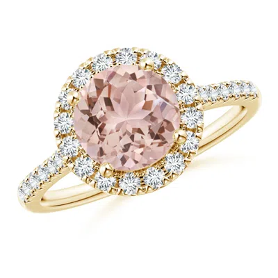Angara Round Morganite Halo Ring With Diamond Accents In Pink