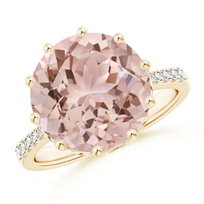 Angara Round Morganite Reverse Tapered Shank Cocktail Ring In Gold