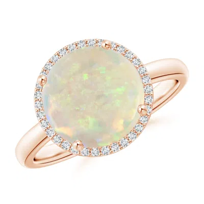 Angara Round Opal Cocktail Ring With Diamond Halo In Gold
