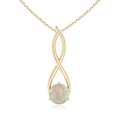 Angara Round Opal Infinity Twist Pendant In Gold