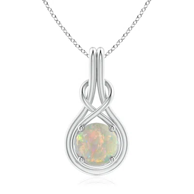 Angara Round Opal Solitaire Infinity Knot Pendant In Metallic