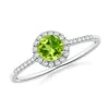 Angara Round Peridot Halo Ring With Diamond Accents In White Gold/yellowish Green