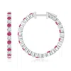 Angara Round Pink Sapphire And Diamond Inside Out Hoop Earrings In White Gold/rich Pink