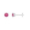 Angara Round Pink Sapphire Stud Earrings In White Gold/medium Pink