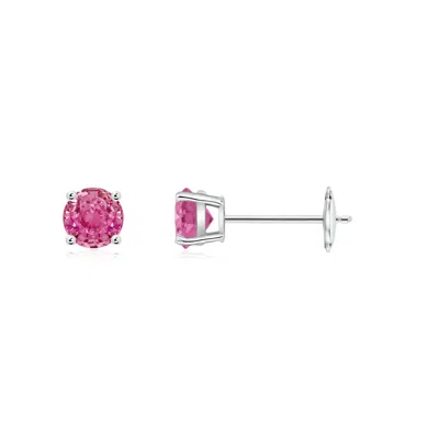 Angara Round Pink Sapphire Stud Earrings