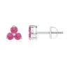 Angara Round Pink Sapphire Three Stone Stud Earrings