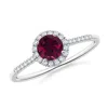 Angara Round Rhodolite Halo Ring With Diamond Accents In White Gold/medium Purplish Red