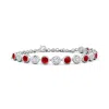 Angara Round Ruby And Diamond Chain Bracelet In White Gold/medium Red