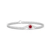 Angara Round Ruby Bracelet With Hexagonal Diamond Halo In White Gold/medium Red