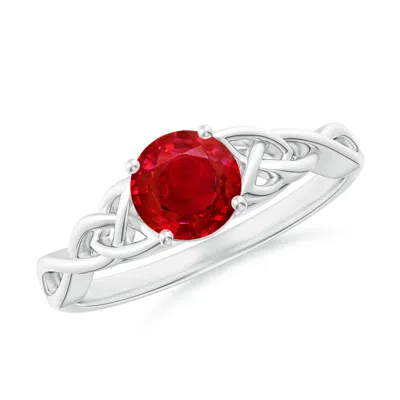 ANGARA ROUND RUBY CELTIC KNOT ENGAGEMENT RING