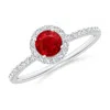 Angara Round Ruby Classic Halo Engagement Ring In White Gold/medium Red