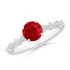Angara Round Ruby Engagement Ring With Marquise Motifs In White Gold/medium Red