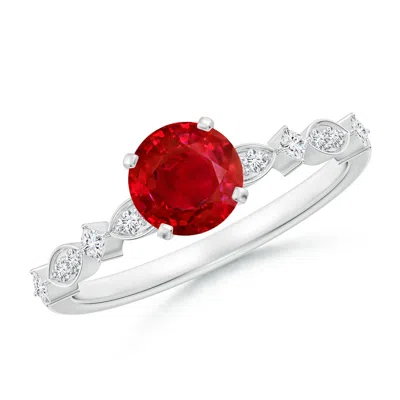 Angara Round Ruby Engagement Ring With Marquise Motifs In Metallic