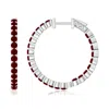 Angara Round Ruby Inside Out Hoop Earrings In White Gold/deep Rich Red