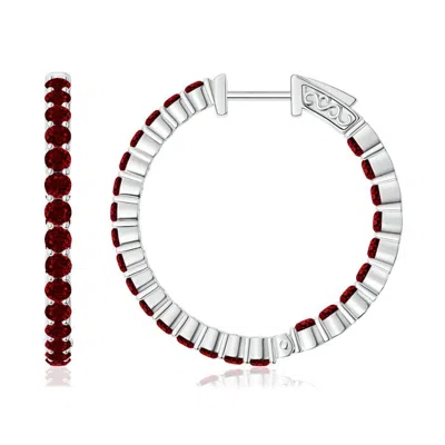 Angara Round Ruby Inside Out Hoop Earrings In Metallic