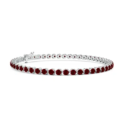 Angara Round Ruby Link Tennis Bracelet In Metallic