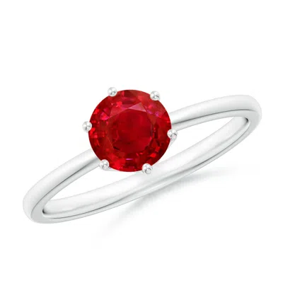 Angara Round Ruby Solitaire Classic Engagement Ring In Red