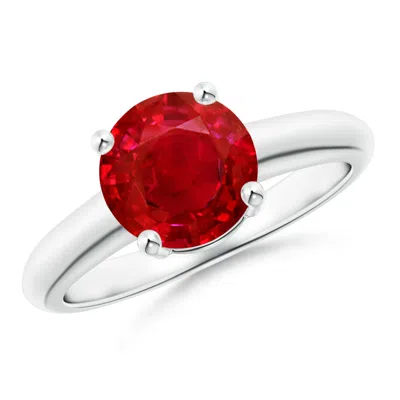 Angara Round Ruby Solitaire Engagement Ring In Red
