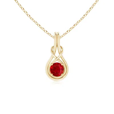 Angara Round Ruby Solitaire Infinity Knot Pendant In Gold