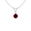 Angara Round Ruby Solitaire V-bale Pendant With Diamond In White Gold/deep Rich Red