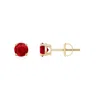 Angara Round Ruby Stud Earrings In Yellow Gold/medium Red