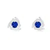 Angara Round Sapphire Trillion Wrap Studs In White Gold/deep Rich Blue
