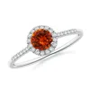 Angara Round Spessartite Halo Ring With Diamond Accents In White Gold/mandarin Orange