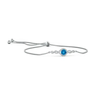 Angara Round Swiss Blue Topaz Infinity Bolo Bracelet In Metallic
