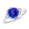 Angara Round Tanzanite And Diamond Three Stone Bypass Ring In White Gold/rich Violet Blue