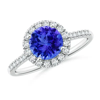 Angara Round Tanzanite Halo Ring With Diamond Accents In Metallic