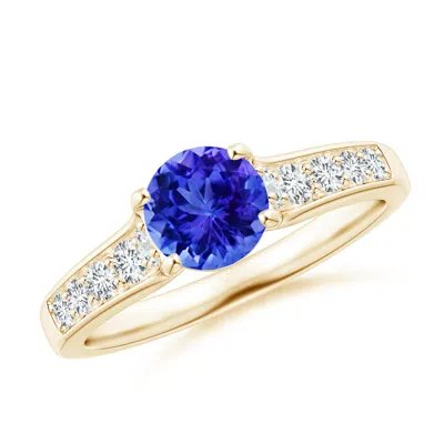 Angara Round Tanzanite Tapered Shank Solitaire Engagement Ring In Gold