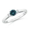 Angara Round Teal Montana Sapphire & Diamond Three Stone Engagement Ring In White Gold/medium Greenish Blue