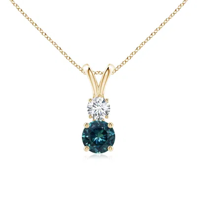 Angara Round Teal Montana Sapphire And Diamond Two Stone Pendant In Gold